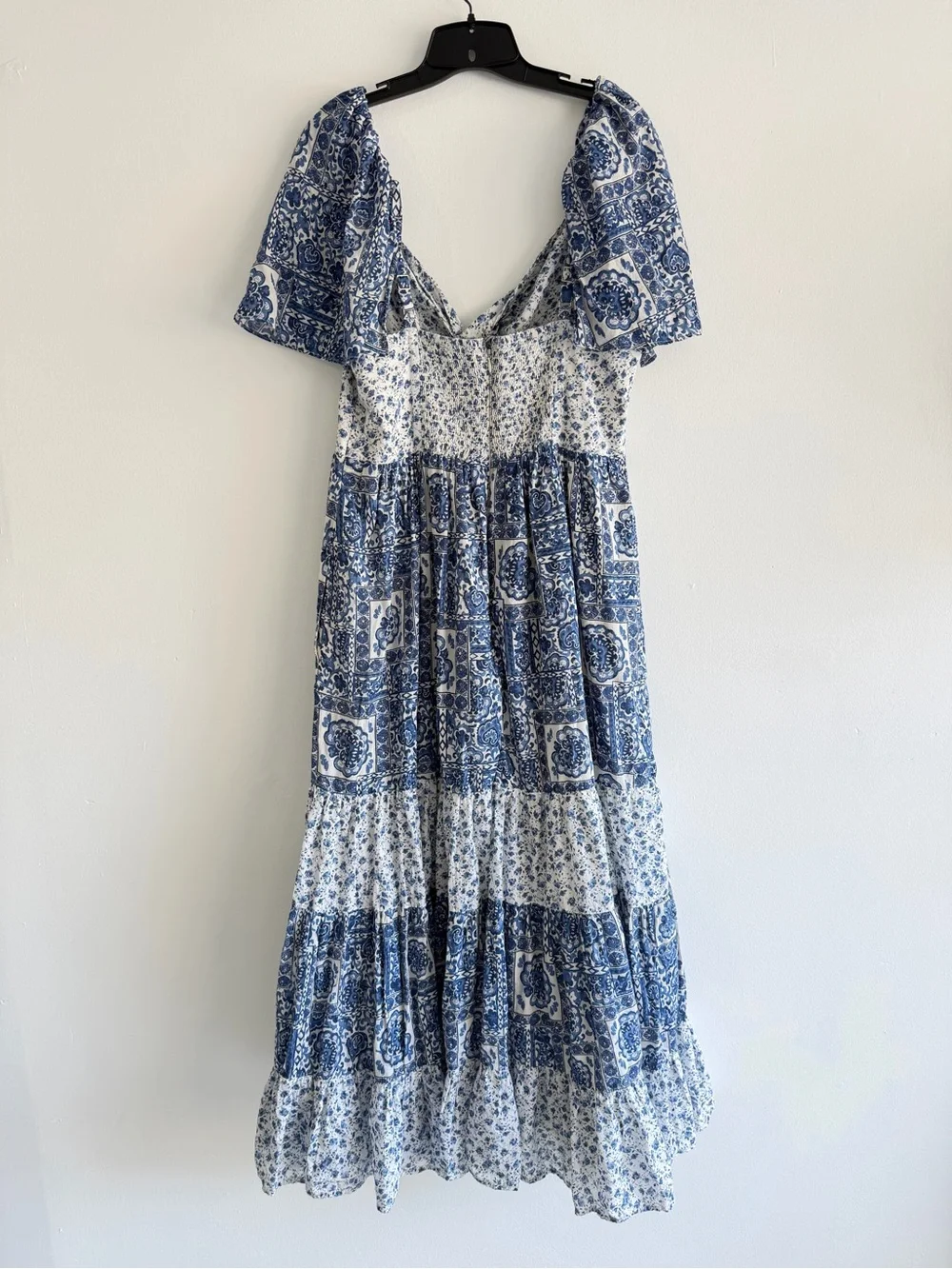 Abercrombie & Fitch White Blue Floral Twist-Front Tiered Maxi Dress 8815